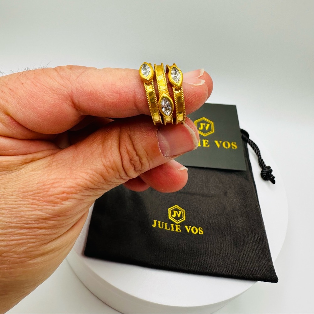 NWT Luxury Minimalist Authentic Julie Vos marquise cubic zirconia Ring Set - Picture 9 of 17